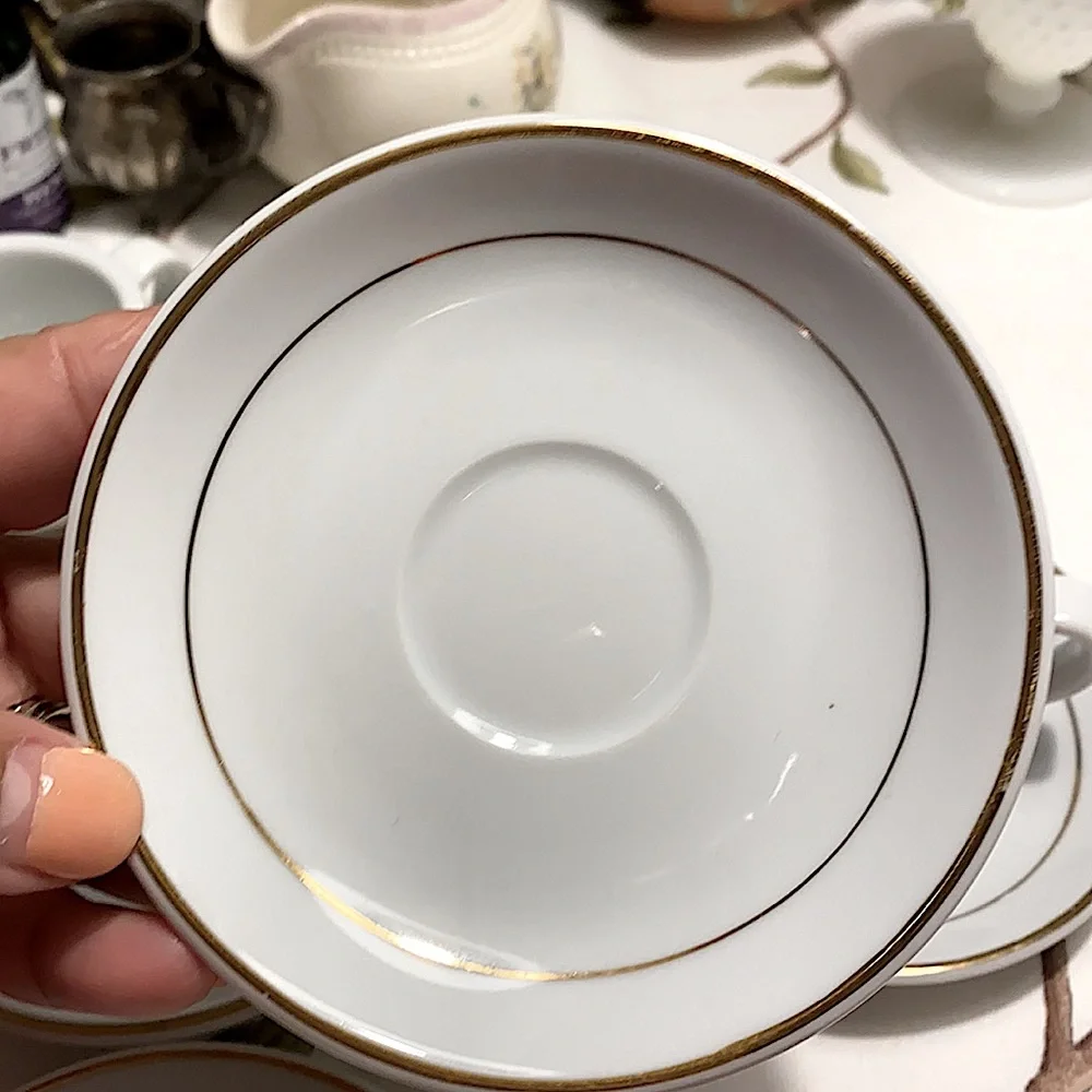 Casa Elite Mini Cups and Saucers With Gold Rims